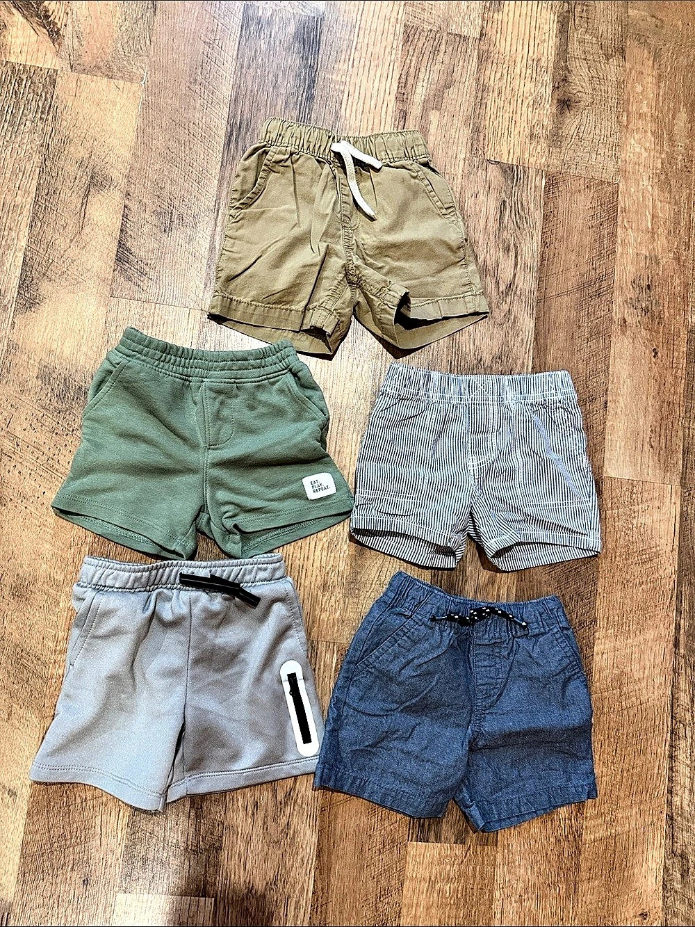 Toddler Boy Shorts Set - Size 18M Blue Green Gray Khaki
